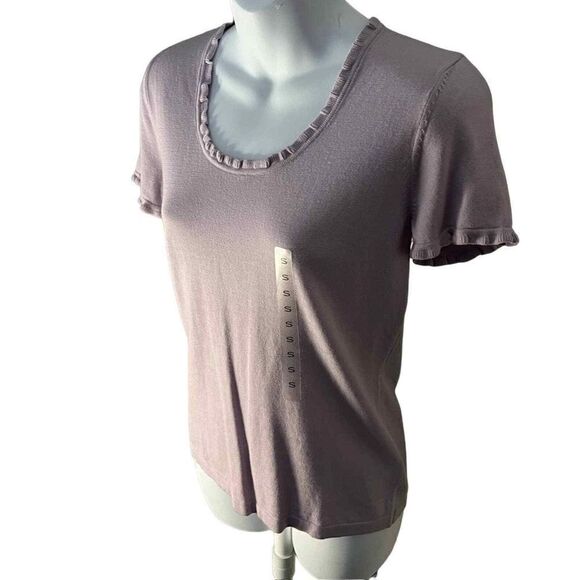 KASPER | Ruffle Neck/Sleeve Soft Purple Top Size Small NWT - Picture 1 of 7